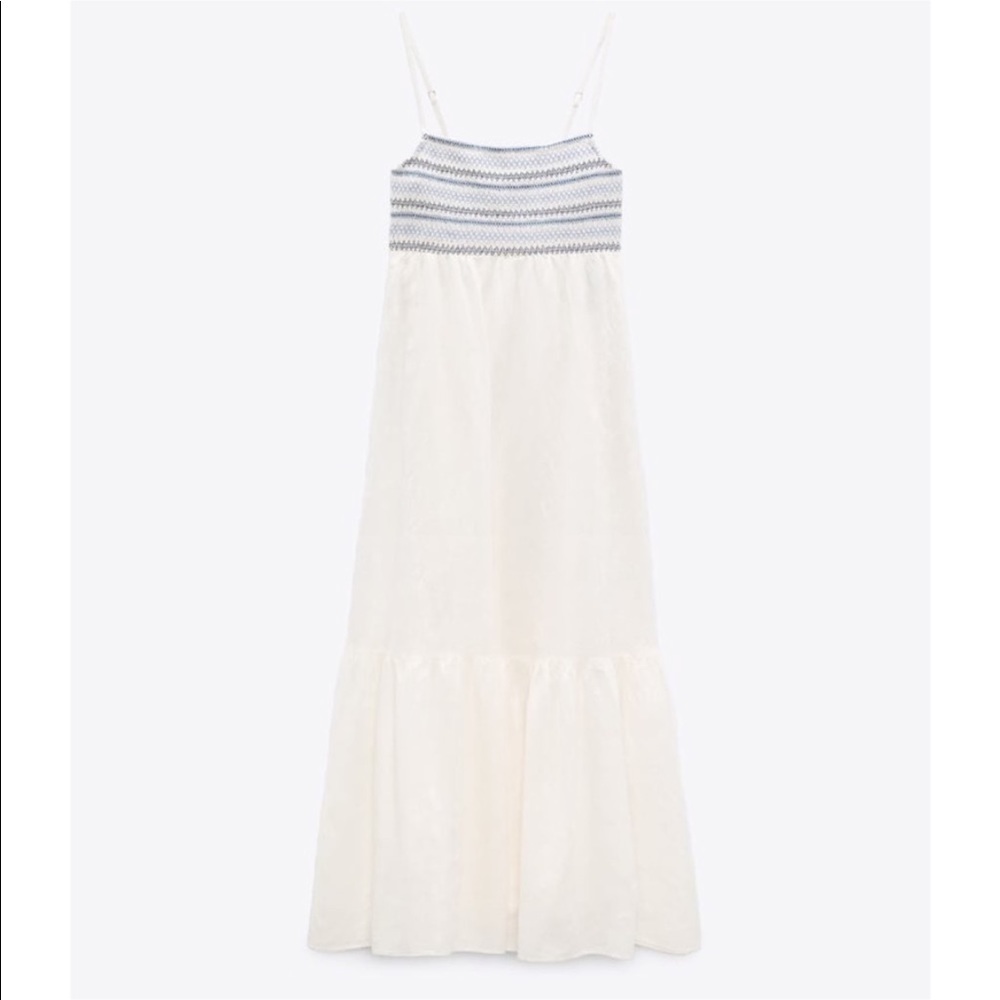 Zara White and Blue Sleeveless Sundress
